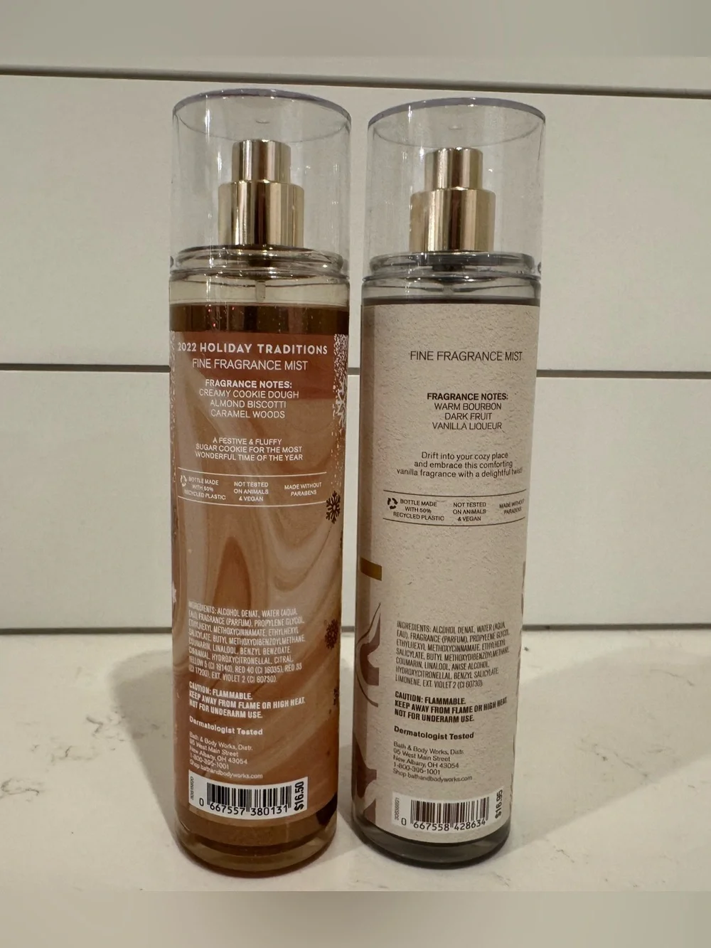 Bath & Body Works Cozy Vanilla Bourbon, Christmas Cookies Fine Fragrance Mist
